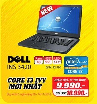 vancloudy92's tweet image. DELL INS 3420 (J01J72) - Core i3 Ivy mới 
Giá  ngày vàng Thứ 7, 10/11 khi TT qua thẻ BIDV 9.990K
mediamart.vn/san-pham/lapto…