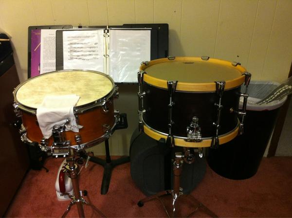 DanKrummPerc's tweet image. My new 15x8 philharmonic snare from @PearlDrumCorp !! Notice how it dwarfs other, smaller, weaker drums. RAWR #PASIC12