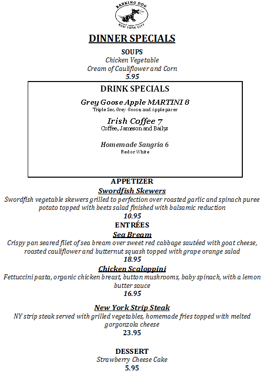 BarkingDog94's tweet photo. Here come the #dinner #specials!
#Delicious http://t.co/8G8qMnGm