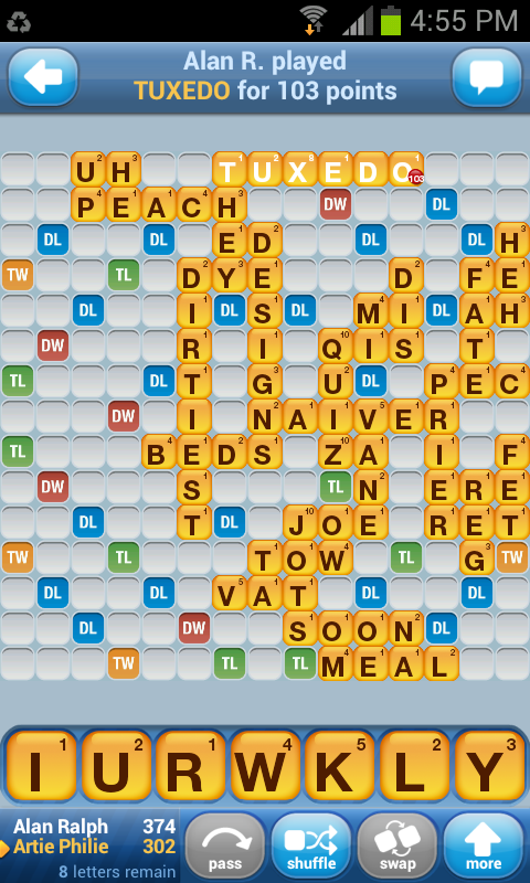 alanr666's tweet photo. @WordsWFriends add me to the Triple Digit Club... 103 points! http://t.co/S8JuNVny