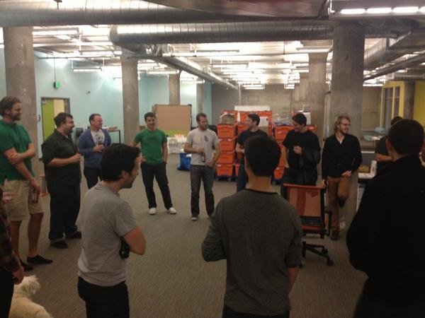 BranchOut's tweet photo. Last day on Brannan Street for us-- pumped for our new digs on Monday! :) Here's @rmarini giving a toast! http://t.co/hFxwa77r