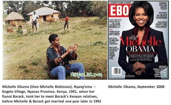 MrsODaily's tweet photo. The first time #FLOTUS went to meet #Barack's relative in Kenya #Then&amp;Now http://t.co/WkJ7ZEgy