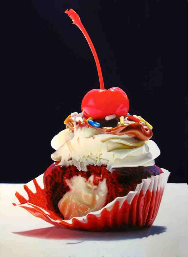 My new painting Cream-Filled Cupcake oil on panel 38 x 28.5