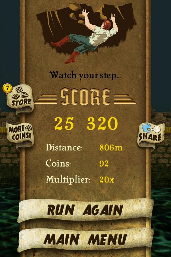 I got 25 320 points while escaping from demon monkeys. Beat that! bit.ly/TempleRunGame #TempleRun#