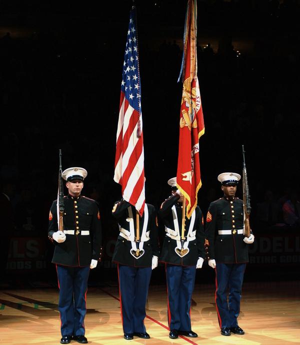 sixers's tweet photo. #Sixers salute the brave men &amp; women who have served and continue to serve. #VeteransDay http://t.co/OKsP9SfT