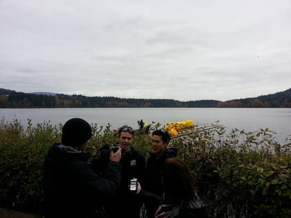 UBCRowing's tweet image. National champions @Evan_Cheng91 @maxwellLattimer getting interviewed after racing