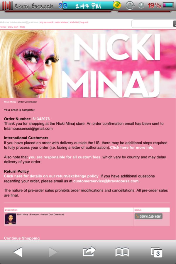 mixedprince1's tweet photo. Preordered my @NICKIMINAJ  package , lastnight  , when will I receive it Nicki ? http://t.co/Ntek1SLg