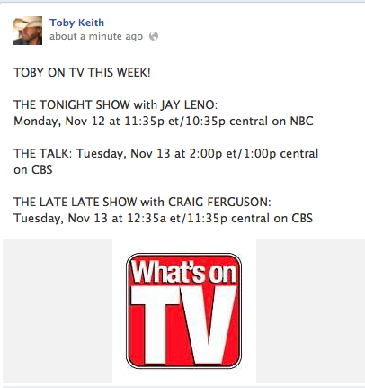 tobykeith's tweet photo. TOBY ON TV THIS WEEK!  Toby will be hitting &amp; performing on TV this week to promote his new cd #HopeOnTheRocks
#TobyTV http://t.co/MGiqgmCO
