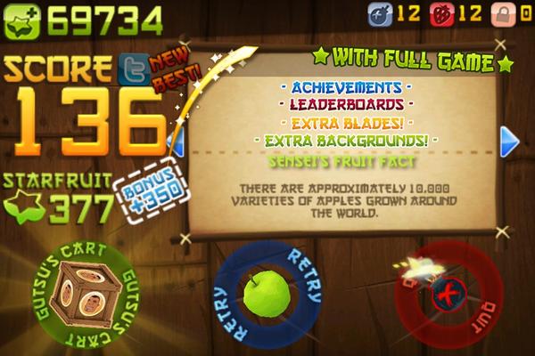 jasdeepbutt's tweet image. I sliced 136 fruit in Fruit Ninja's Classic Mode, including 6 strawberries!  So good bit.ly/NVOMI2