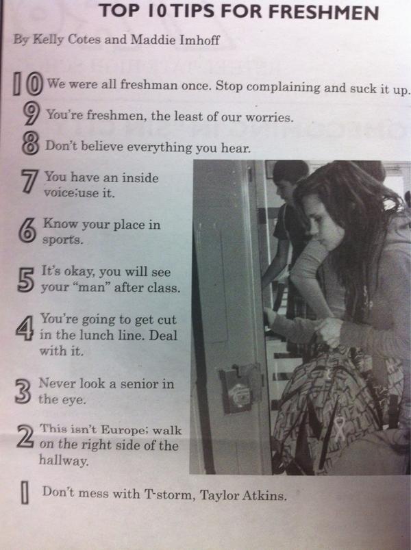 alyyjohnsonn's tweet image. #tipsforfreshmen #hilarious