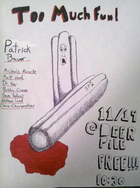 charpiecomedy's tweet photo. #Denver tomorrow night @deerpile - Too Much Fun! @ThePartickBauer @MattNeed Michele Miracle @FGC303. Free, 10:30! http://t.co/g27Jb95w