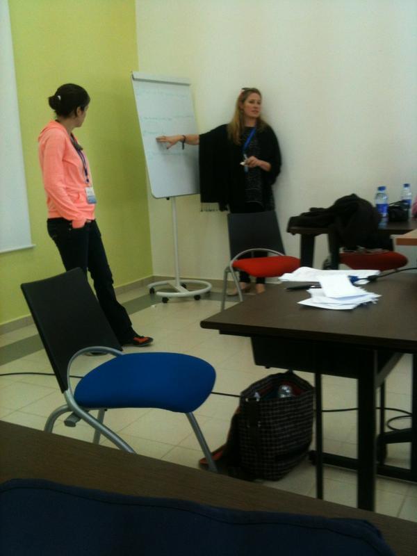 Marodev's tweet image. Dane from #indiegogo and Madeline speaking about fundraising at #techcamp #techcampmorocco