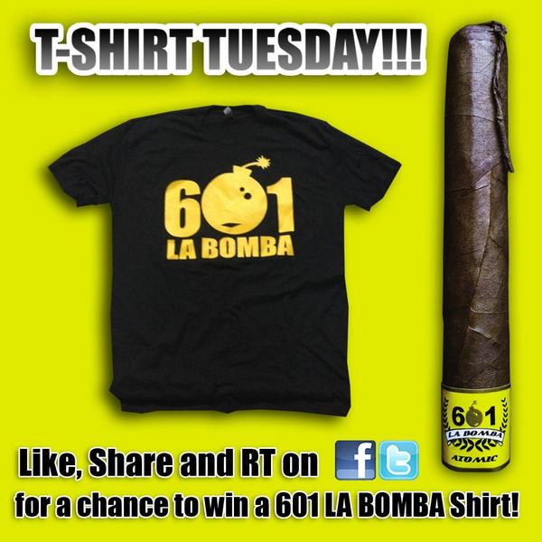 I WANT AN <a href="/EspinosaCigars/">Espinosa Cigars</a> 601 LA BOMBA T-Shirt! #TshirtTuesday RT this for a chance to win an 601 LA BOMBA T-shirt!