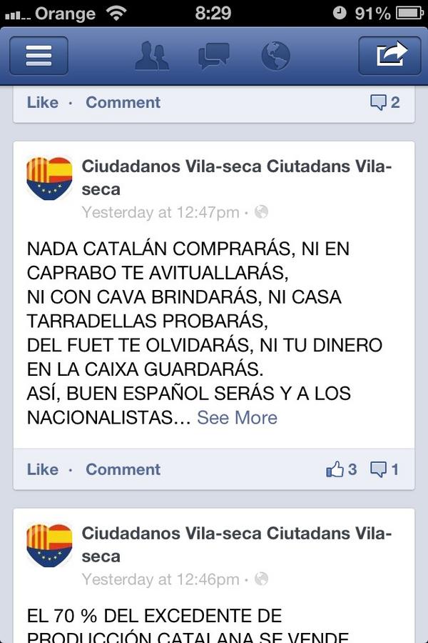 Dialalluna's tweet photo. Ciutadans ha cesado a una de sus Community Managers por escribir esto en Facebook https://t.co/EbKzPmDy