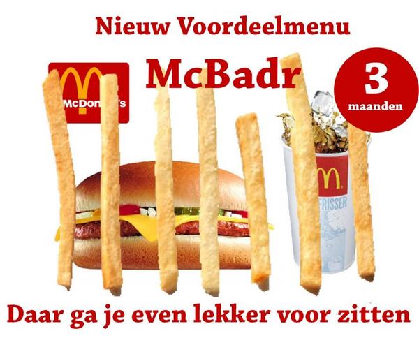 ipatwbd's tweet photo. 'McBadr': Daar ga je even lekker voor zitten. #hilarisch http://t.co/F3zFE5gm”