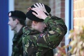 IgnatiusCCF's tweet photo. L.Cpl Daly fixes his beret (Enfield Advertiser) http://t.co/jdJl3pN9