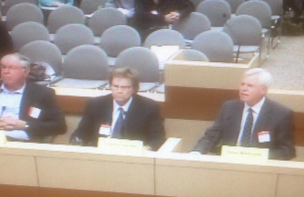 CMUA_Tweets's tweet image. PHOTO: David Modisette from CMUA and Tim Haines from State Water Contractors Board speak to Cal/EPA #DeltaFlow panel