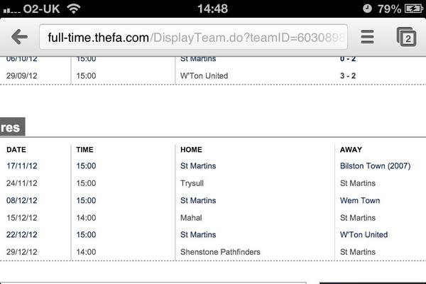 StMartinsFC's tweet photo. New fixtures out for December http://t.co/xbWps1Jy