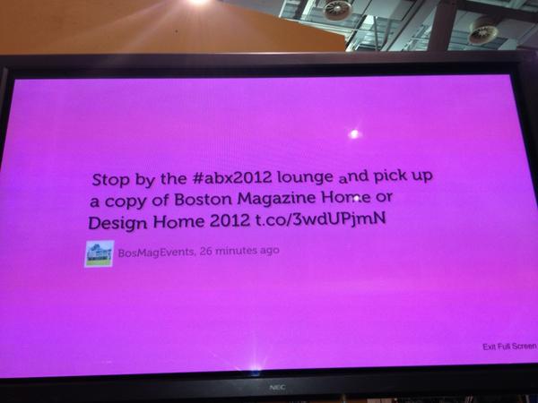 Check us out on the screen in the ABX Lounge! #ABX2012 Pick up a magazine before they are all gone!