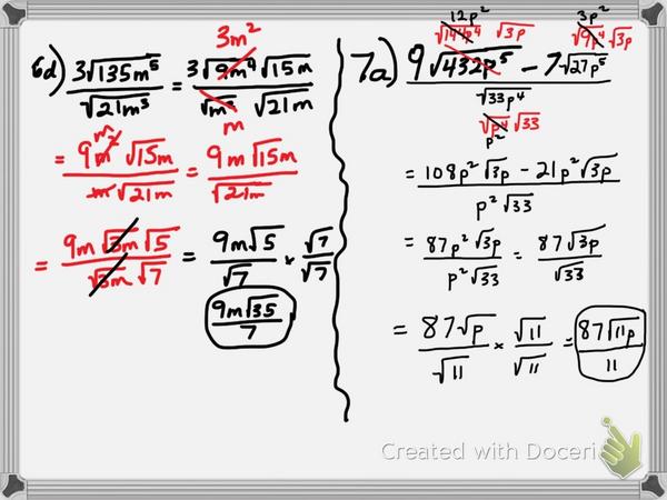 MrBriner's tweet image. #Math20-1 Here is how you do #6d and #7a from tonight's homework. Keep working!! :)