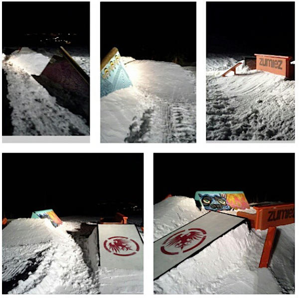 Sneak peak of set-up for @so_gnar's Snowboard Camp &Shred Circuit contest stop at Loveland,should b fun!come shred w/us