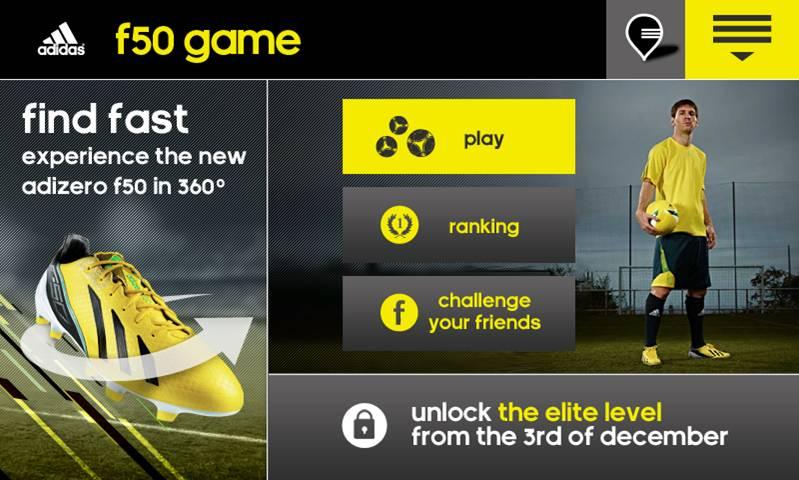 adidas on Twitter: "#FindFast in our Facebook demo of the new mobile f50 Share your score at the end, good luck! http://t.co/k4rwzkSW http://t.co/LYBp5IyI" / Twitter