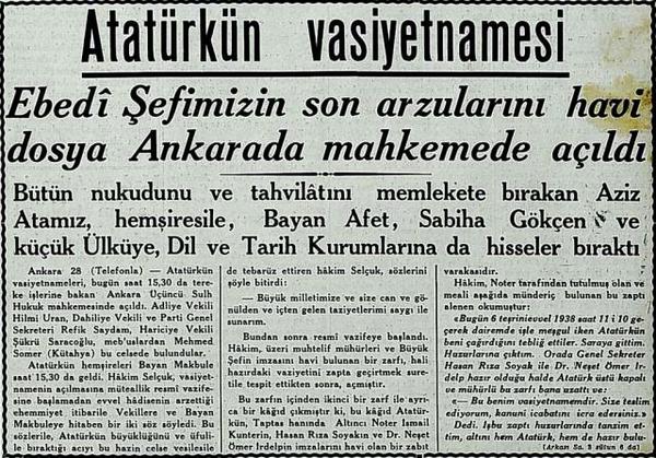 dogrumuacaba's tweet photo. 29 Kasım 1938( Cumhuriyet) 
 
Atatürkün vasiyetnamesi http://t.co/O26D2ryE
