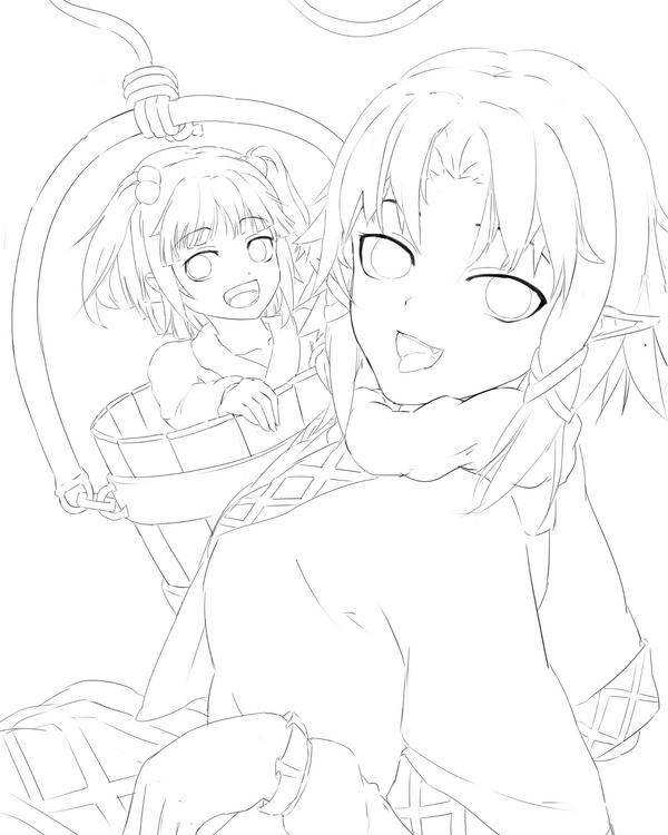 今日の落書き。パルスィとキスメ描いた。 