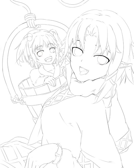 今日の落書き。パルスィとキスメ描いた。 