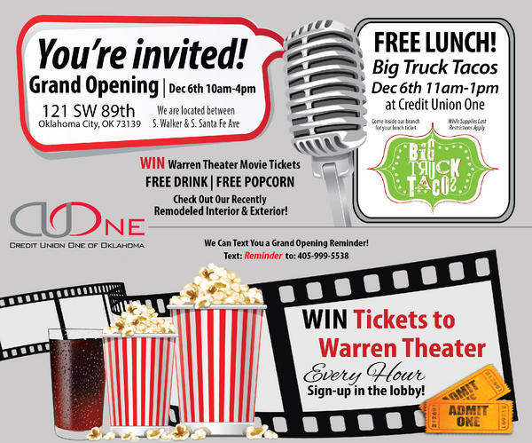 Free Lunch! Big Truck Tacos - Dec 6th (11am-1pm) at our South Branch:121 SW 89th OKC, OK 73139.