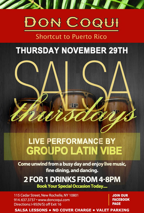 DonCoquiNR's tweet image. Who&apos;s joining us for SALSA THURSDAY Tonight #LIVEMUSIC #FREESALSALESSONS.... 914.637.3737