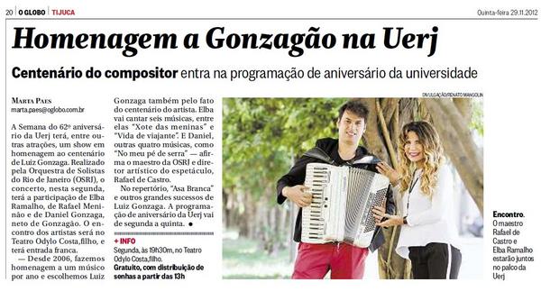 usinadacomunic's tweet photo. Homenagem da @osrj à Gonzagão no O Globo Tijuca: http://t.co/njdc81ag