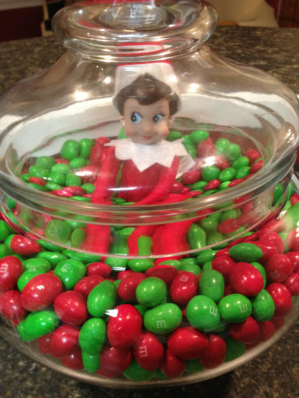 Does any one have an Elf on a Shelf?? Ours got into the candy jar!