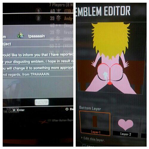 Mr_A_Monaghan's tweet photo. haha right then spend ages making an emblem on black ops 2 and I get this weirdo writing me a message lol http://t.co/I8FVL6pf
