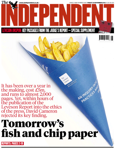 Tomorrow's chip paper - Cameron dismisses Leveson