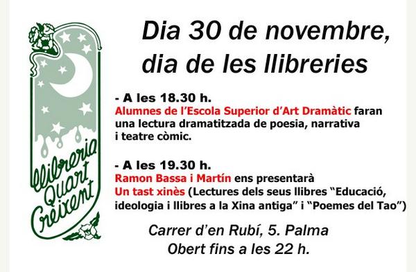 Avui, Dia de les Llibreries, estrenam Twitter! Estau convidats als actes d'avui horabaixa: vos hi esperam!