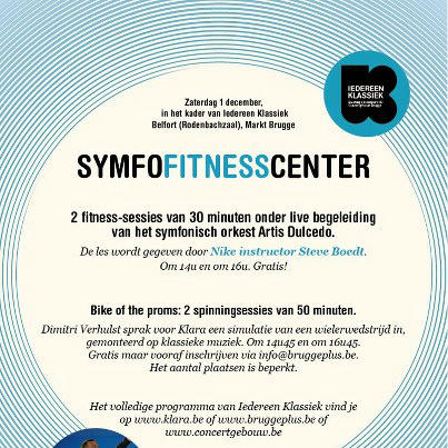Iedereen klassiek morgen in Brugge! Fitness en spinning op klassieke muziek in 't Belfort! #klara #zwetenopklassiek