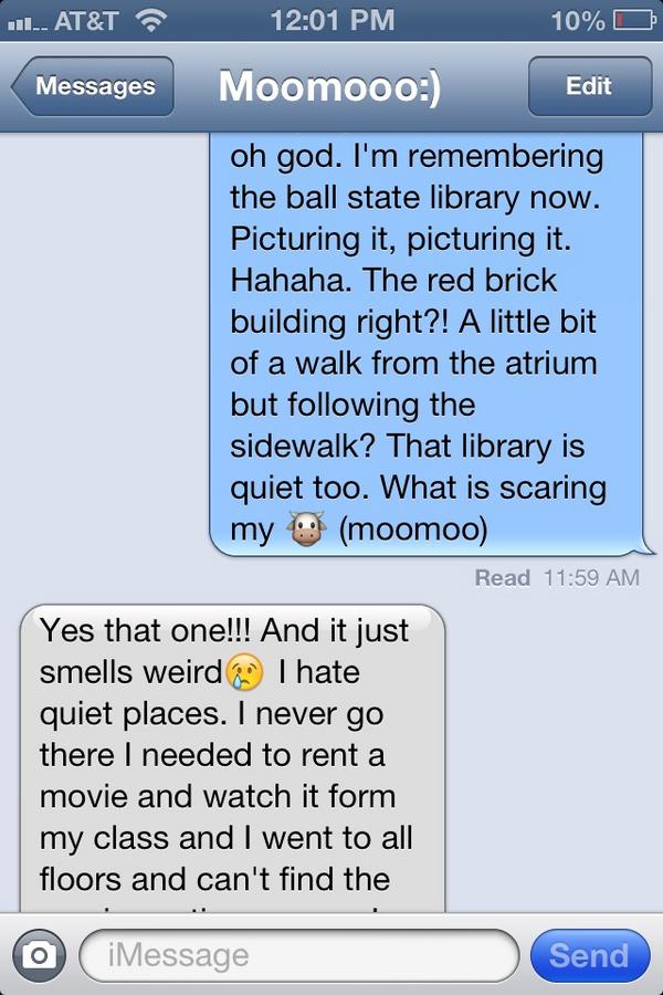 hannsdownbby's tweet image. I like how I still remember where the Ball State library is. #humanmap @MorganBoyd17 is scared &amp;amp; I wuv her &amp;amp; miss her