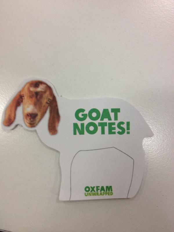 carlyjstevens's tweet image. This makes me smile... #goatnotes #oxfam #clever