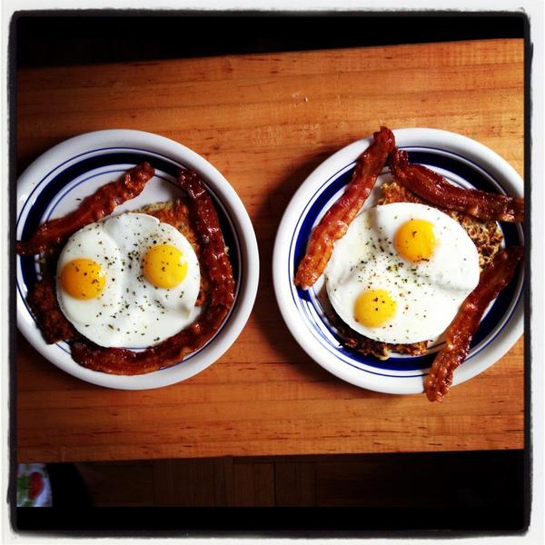 A gift from the kitchen gods- breakfast latkes from @smittenkitchen, one of their best messengers #potatoperfection