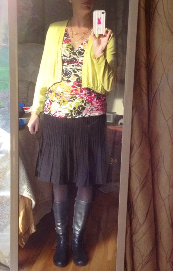 Love mixing my <a href="/CAbiClothing/">cabi Clothing</a> seasons. Spring 2012 sweater, fall 2011 skirt, and spring 2011 shirt!