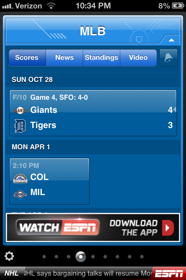rnorthridge's tweet image. I hate that this is the #baseball #MLB tab on my @espn #scorecenter app :( is it spring training yet??