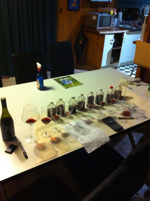 Just a bit of Pinot blending at home!