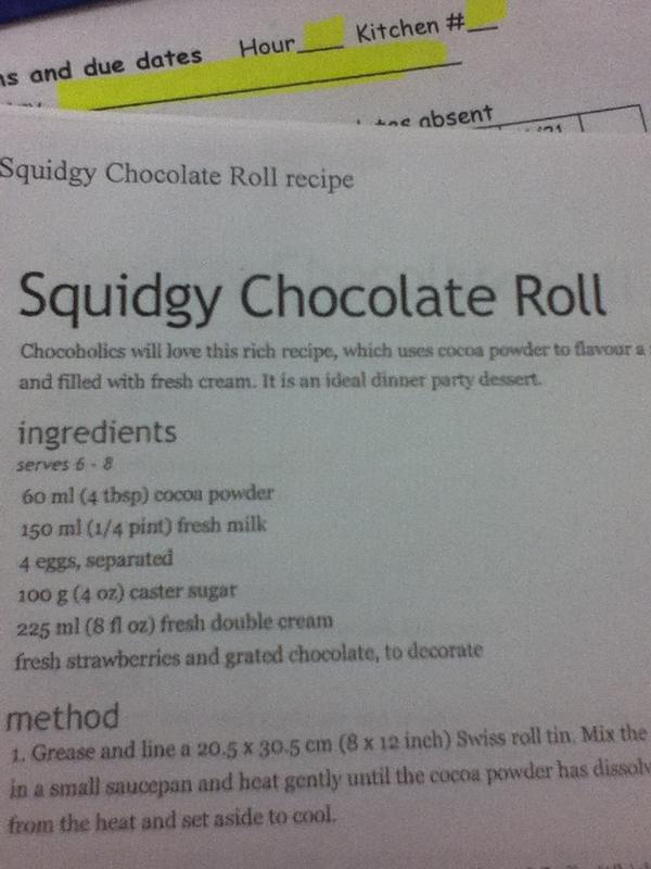 @OMandM @austincarlile Squidgy Chocolate Roll. #foodinschool