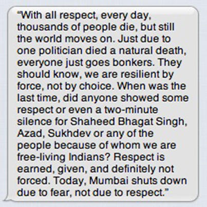 maheshmurthy's tweet photo. Actual Fb update that sent 2 girls to jail based on Shiv Sena complaint of "religious hate" RT pls! http://t.co/ZMEUuCDg