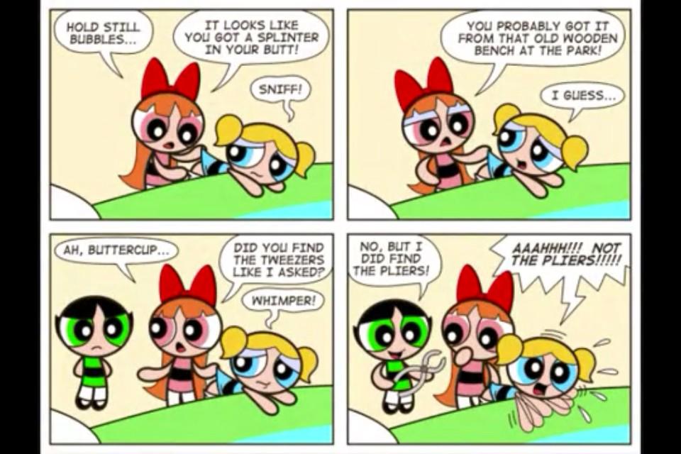 Funny Ppg Comics On Twitter Bubbles Has A Splinter In Her Butt 