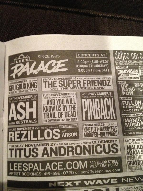 Come to <a href="/LeesPalaceTO/">Lee's Palace</a> to see/hear <a href="/thebloodyfive/">The Bloody Five</a> rock some new songs! This Friday! Gonna be a killer show! We promise!