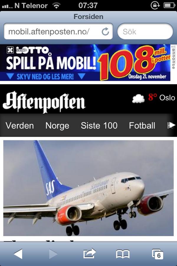 lizacollin's tweet photo. Se første rising star mobile annonse live på #Aftenposten mobil idag! @adforminsider @norsktippingas @aft_mobil @iab http://t.co/LbTAX7Ea
