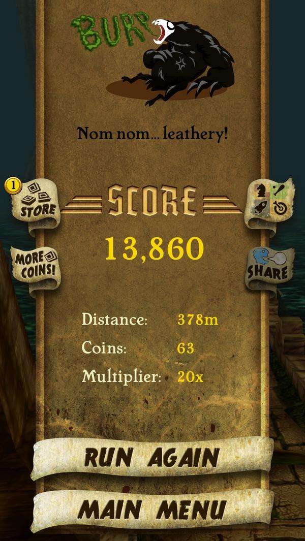 I got 13,860 points while escaping from demon monkeys. Beat that! bit.ly/TempleRunGame #TempleRun