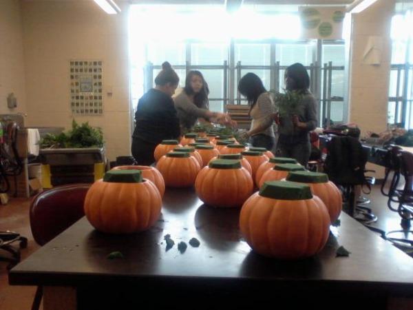 Working hard to make your Thanksgiving center pieces!